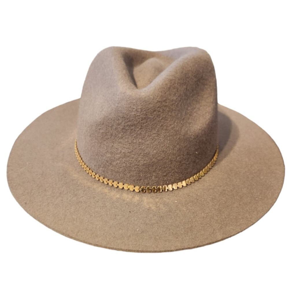 100% wool floppy womens hat with gold hearts